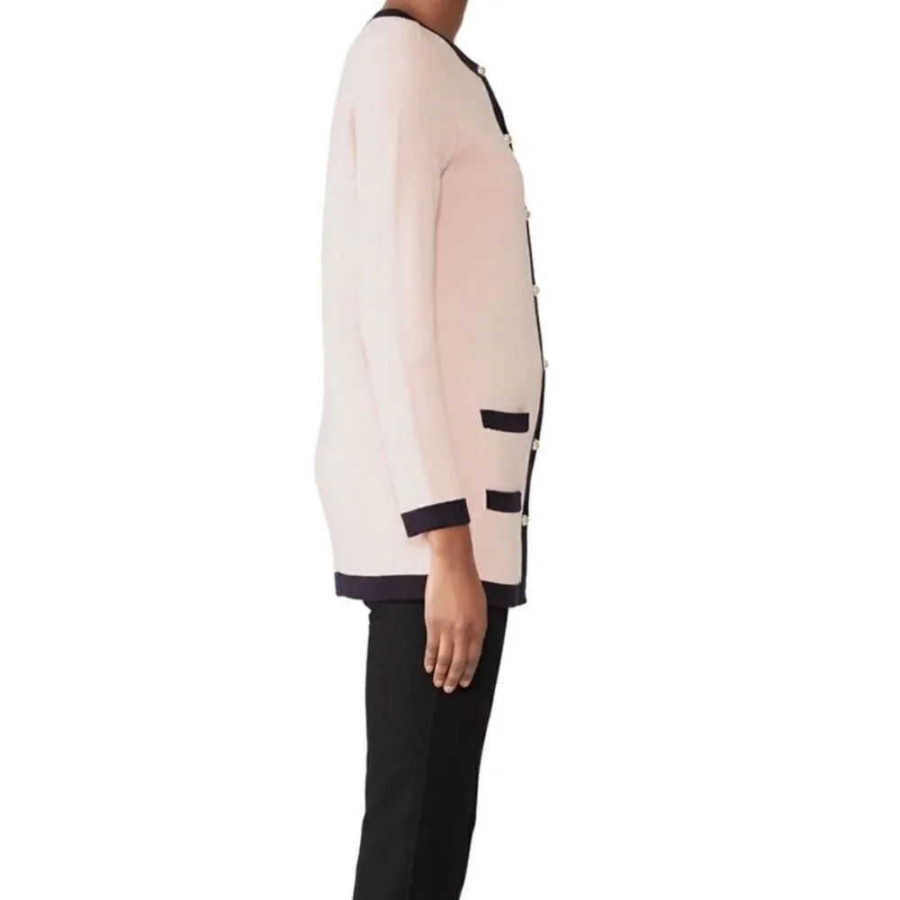 TORY BURCH EUC Kendra Pearl Button Sweater Wool Jacket MEDIUM